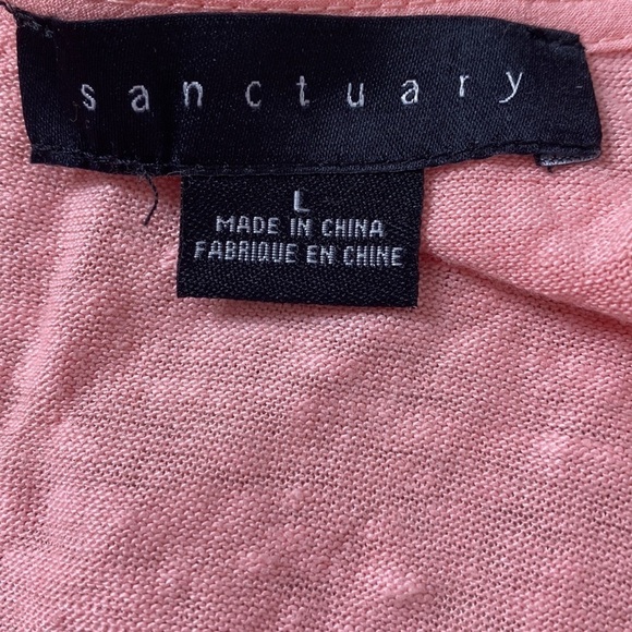 STITCH FIX SANCTUARY Sylvie Tie Sleeve Tee Linen Pink VNeck Size Large - Picture 5 of 6
